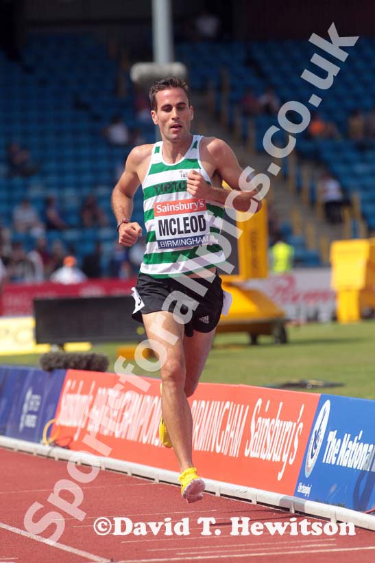 Ryan McLeod (Tipton Harriers) during the 5000 metres at the Sainsbury's British Championships, Birmingham.